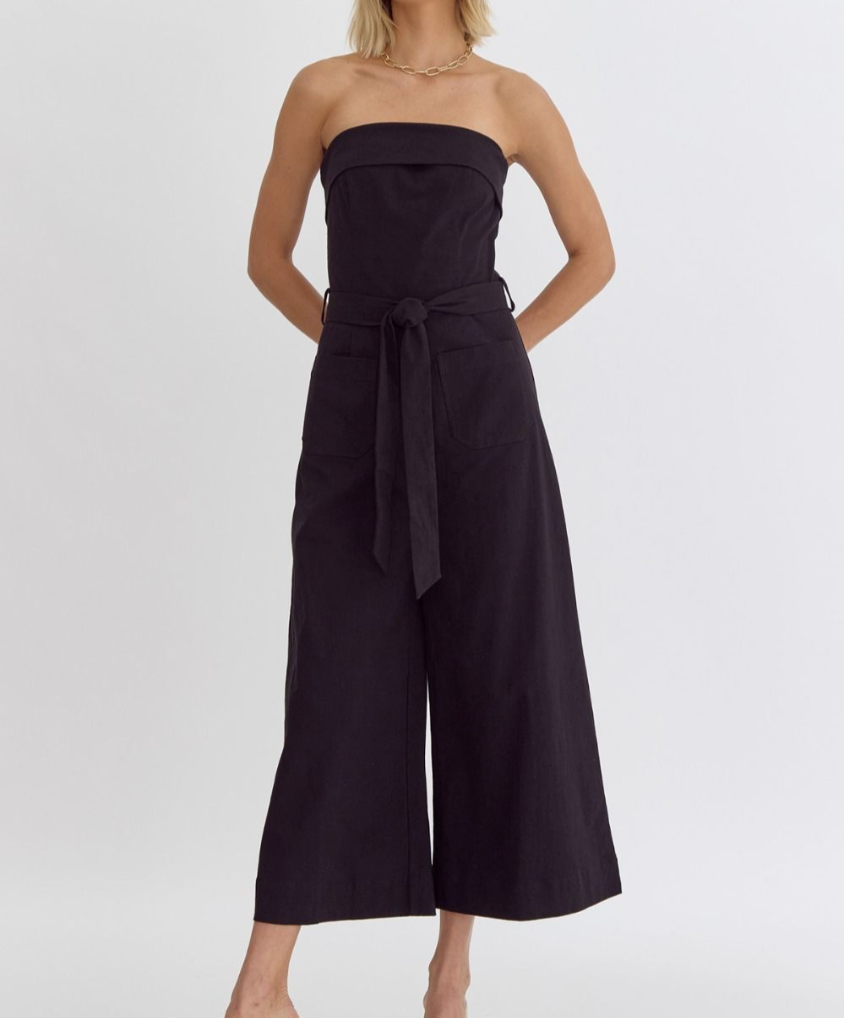 Entro Strapless Jumpsuit-Black,