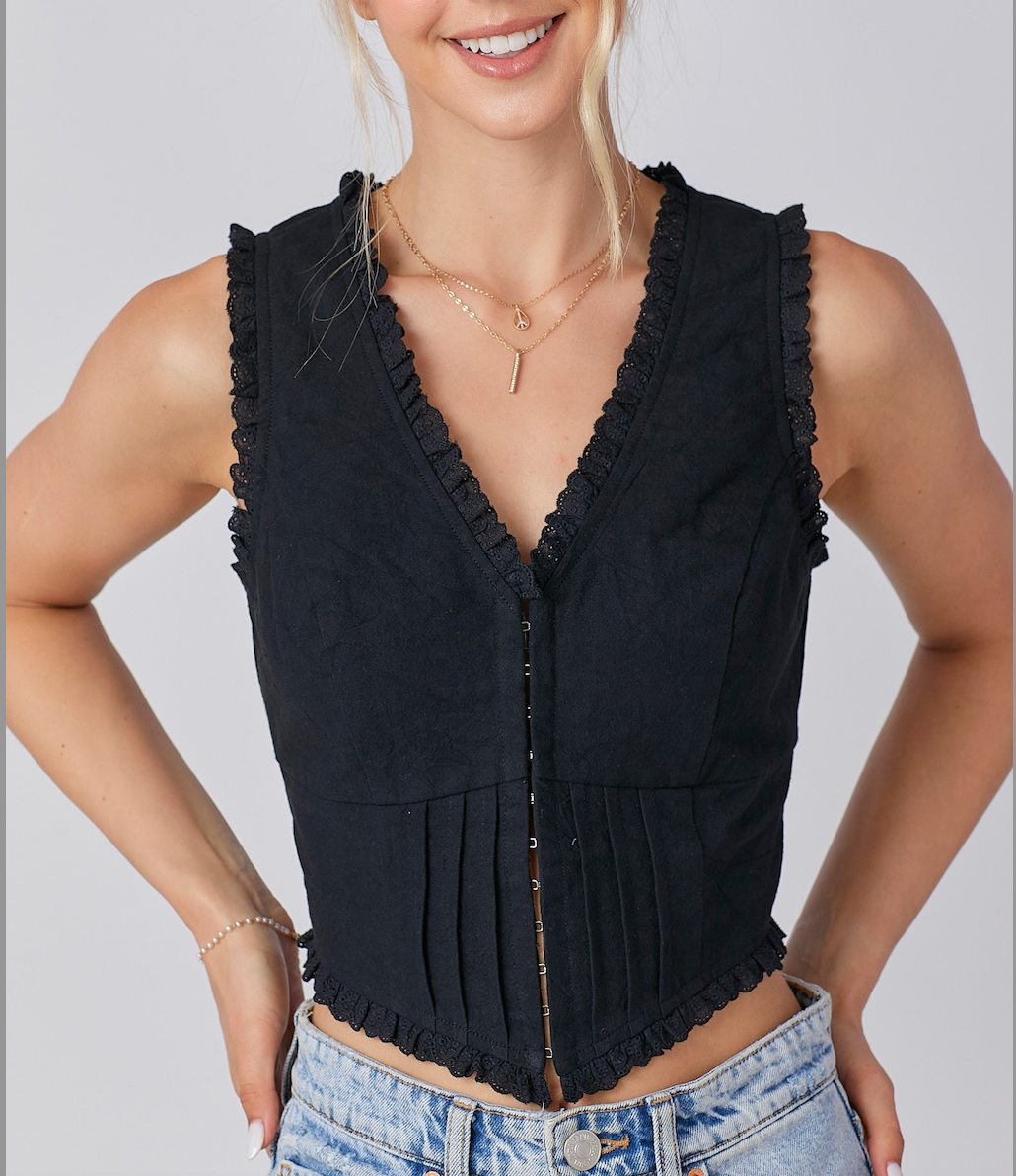 Lace Edge Sleeveless Corset Top