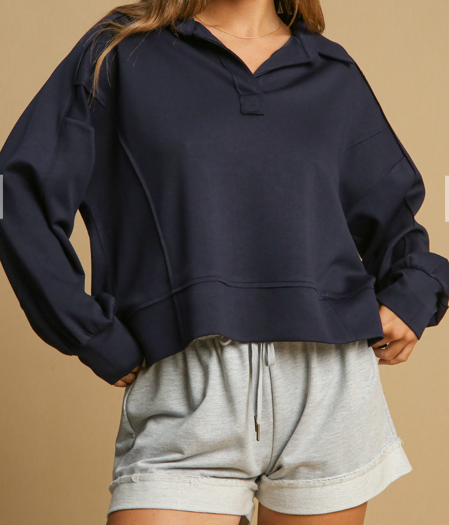 Luxeknit Loose Fit Sweatshirt-Navy