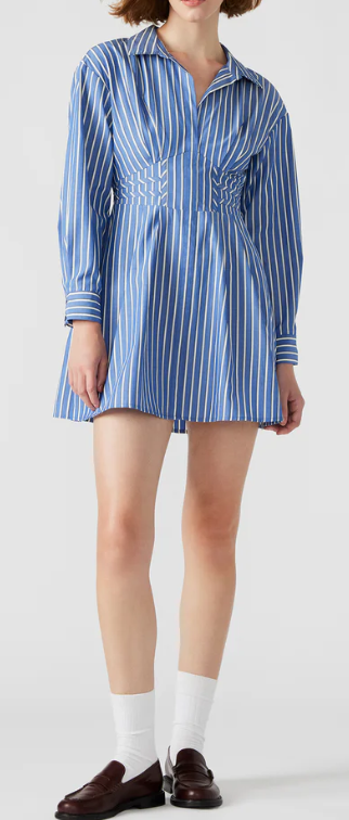 Steve Madden Aria Dress Blue Pen Striped