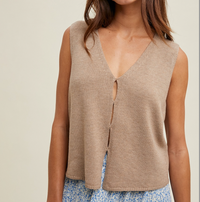 Stone Colored Sleeveless Sweater Vest