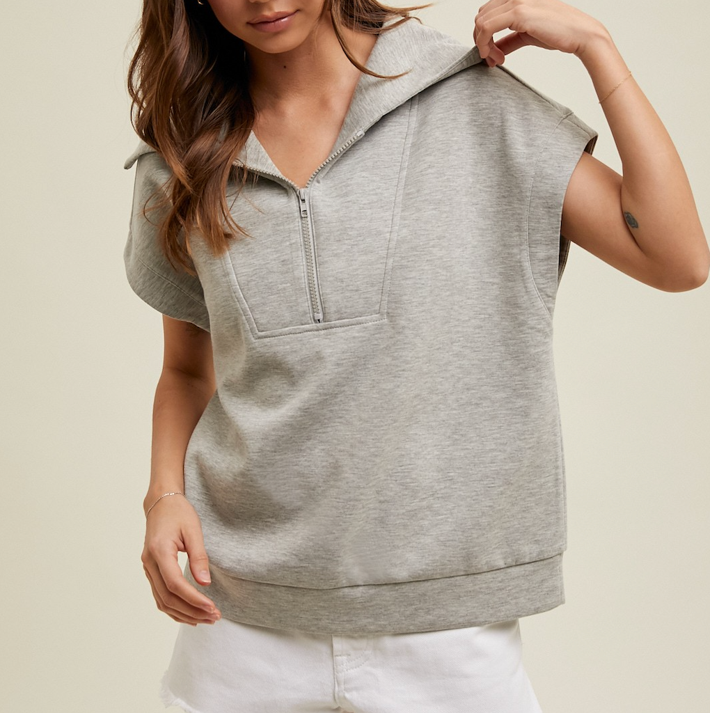 Heather Grey Pull Over Top