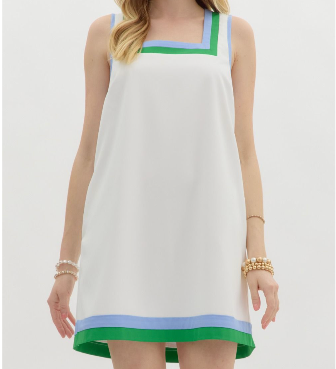 Solid Square Neck Sleeveless Shift Mini Dress