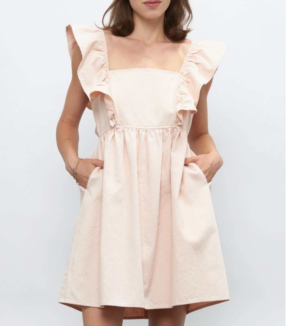 Ruffle Strap Cotton Twill Sundress