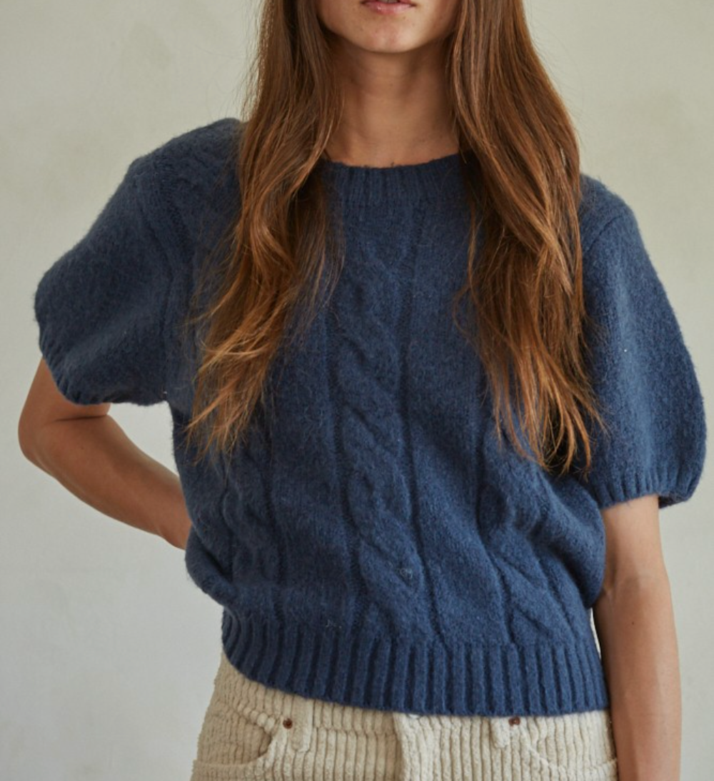Knit Sweater Acrylic Nylon Wool Spandex Cable Detail