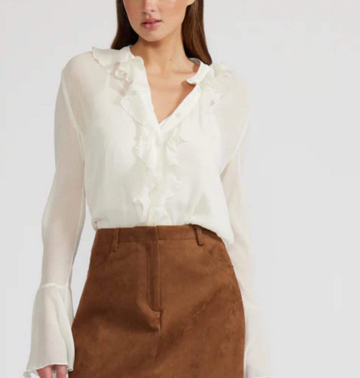 Sky Ruffle Top Ivory