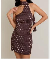 Halter Polka Dot Top With Low Rise Skirt Set