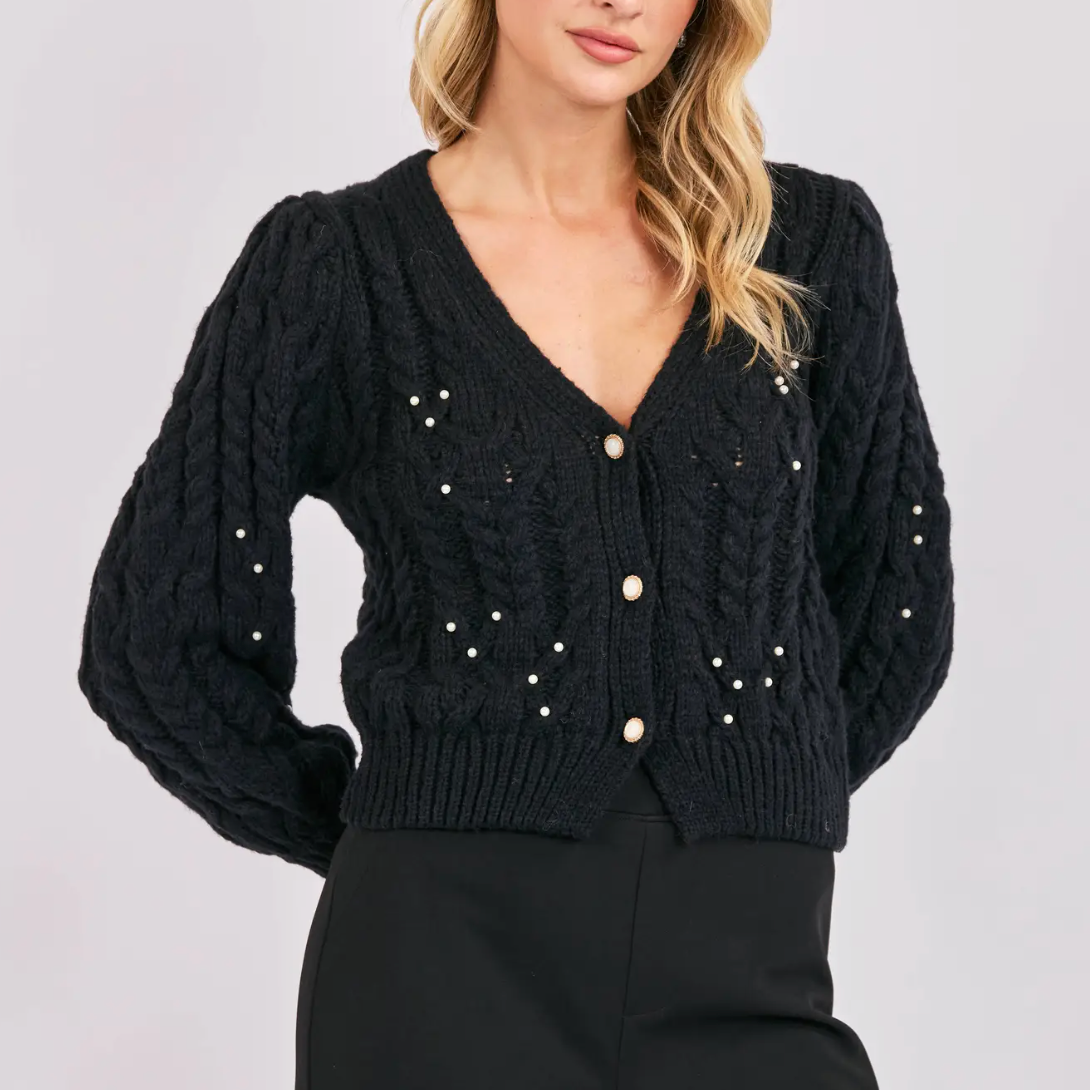 Jewel Box Pearl Embellished Cardi