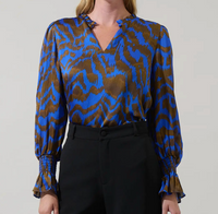Krista Abstract Minda Keyhole Blouse