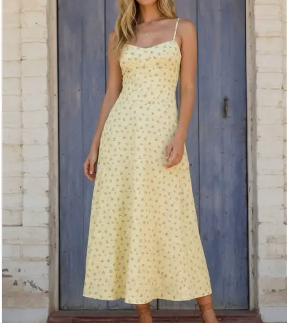 Floral Twill Midi Dress