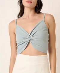 Rib Fabric Twist Front Crop Top