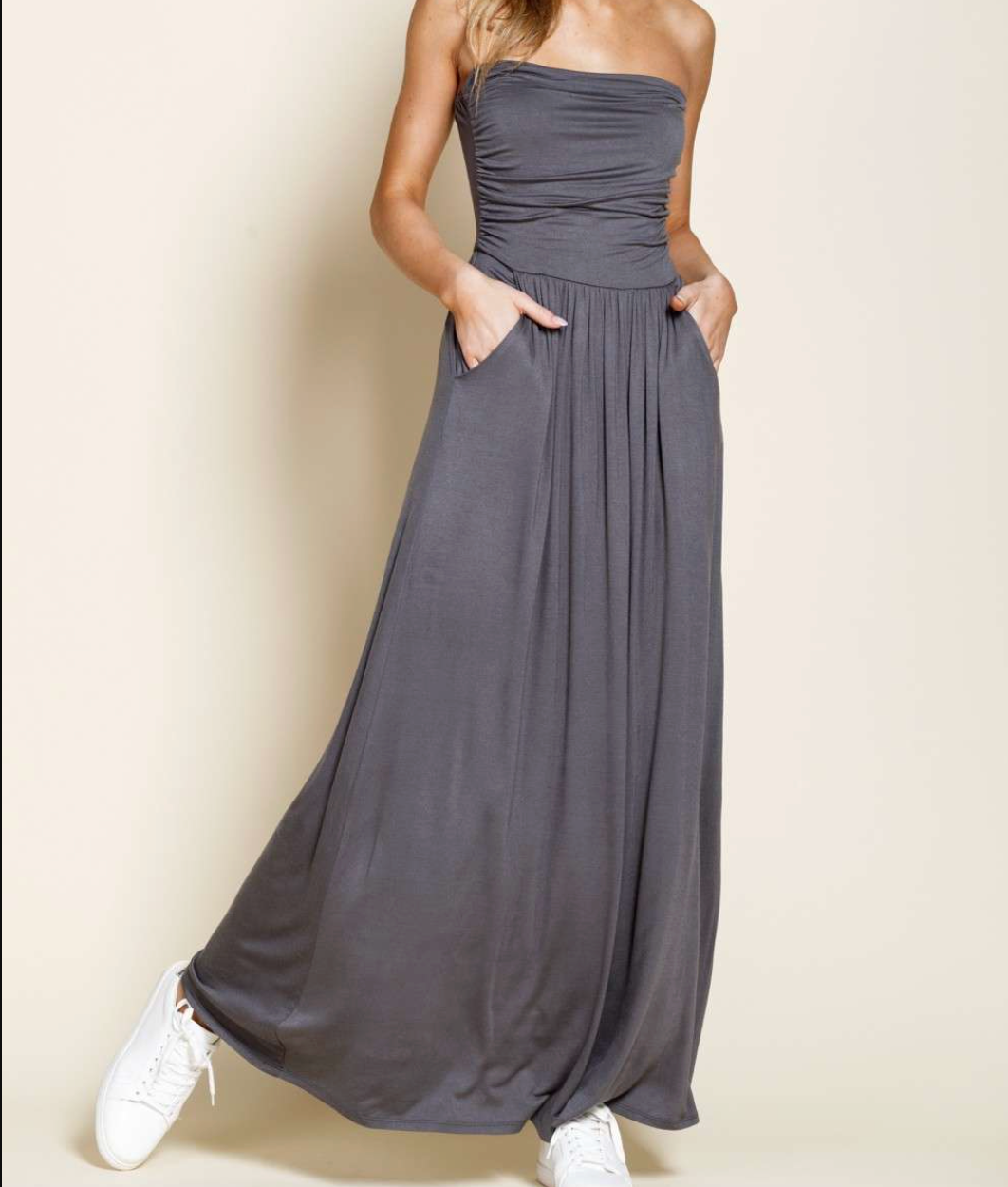 Jersey Tube Pocketed Maxi Dress