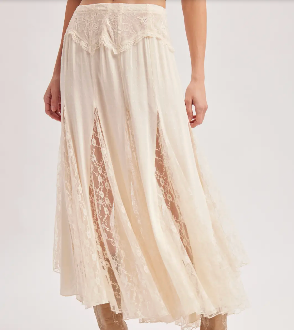 Boho Flowy Lace Maxi Skirt