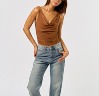 Sleeveless Cowl Neck Slinky Top