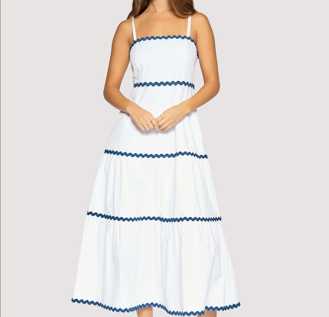 Luciana Maxi Dress - Summer White Navy Stripes Nautical