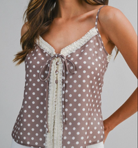 Polka Dot Front Tie SLVL Top