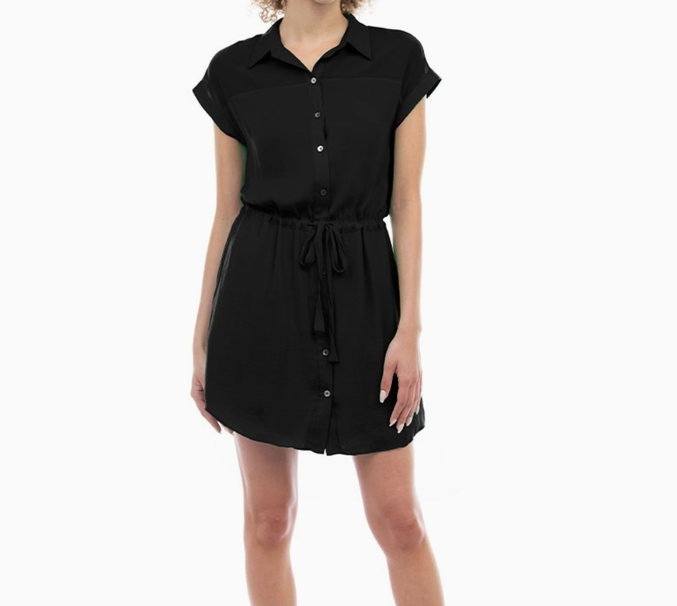 Short Sleeve Button Down Mini Dress