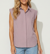 Cap Sleeve Hidden Placket Blouse-Mauve