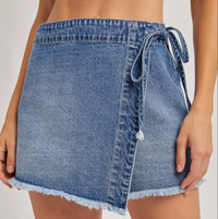 Denim Overlapping Front Skort