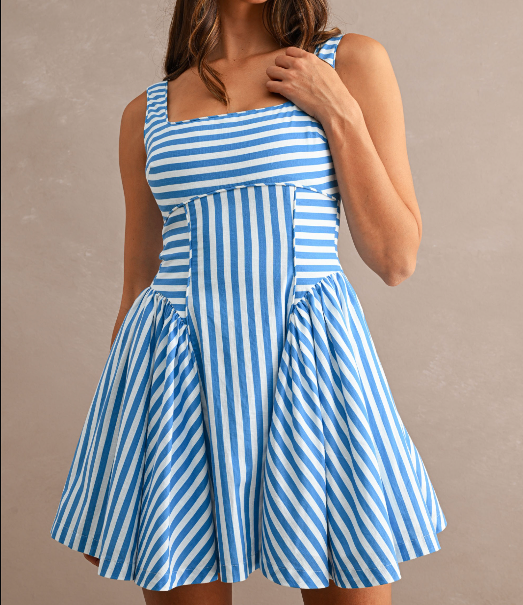 Stripped Sleeveless Mini Dress