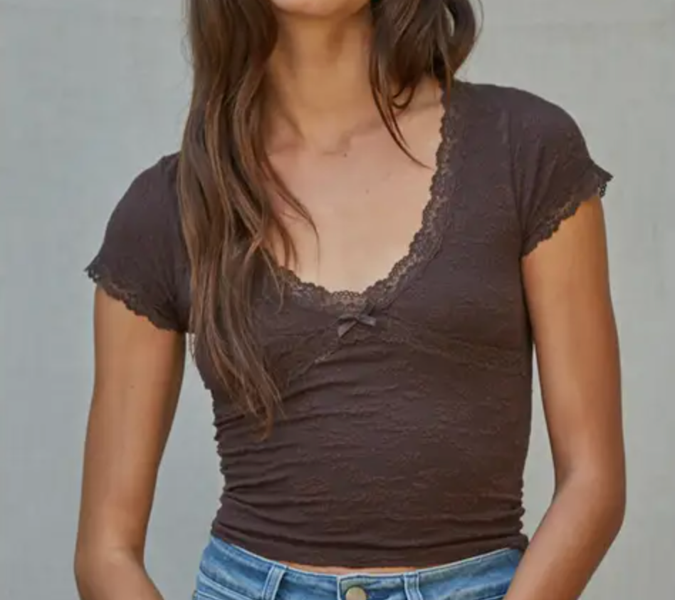 Knit Jacquard Pattern Top-Coffee Bean