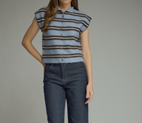 Stripe Cap Sleeve Top