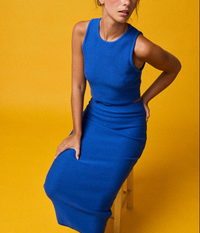 Lara Round Neck Sleeveless Knit Top and Skirt Set-Cobalt