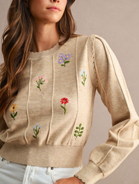 Floral Embroidered Sweater Top