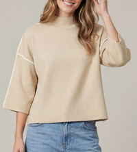 3/4 Sleeve Mock Neck Sweater