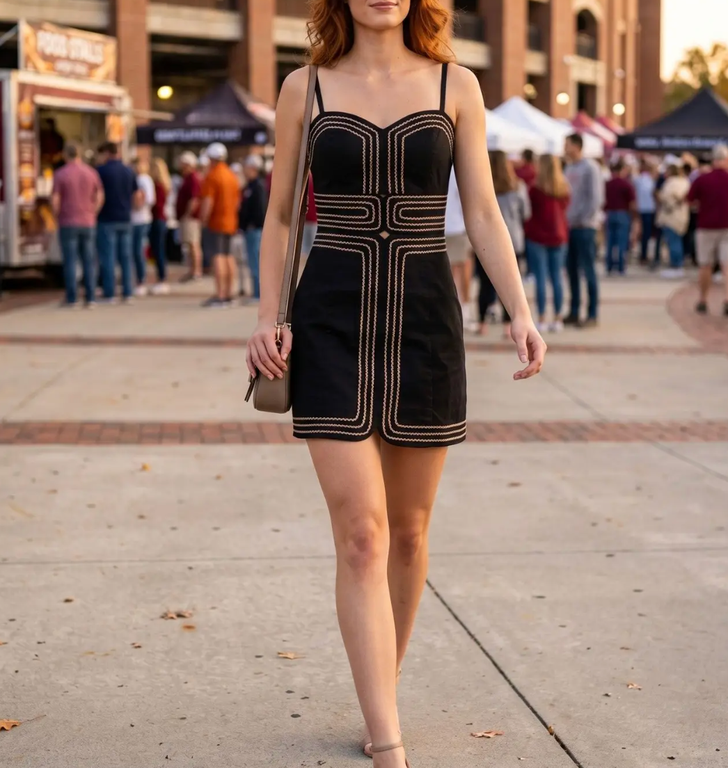 Exclusive Lace Trimmed Day-To-Night Mini Dress