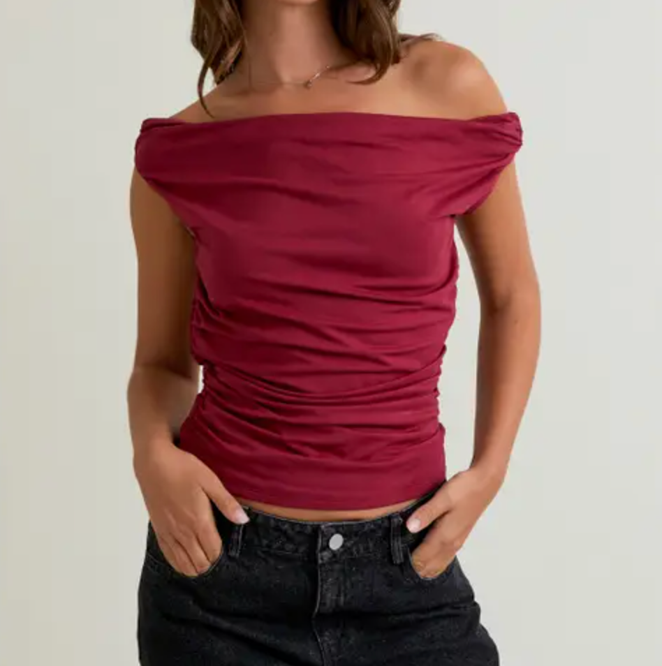 Off the Shoulder Top with Ruching