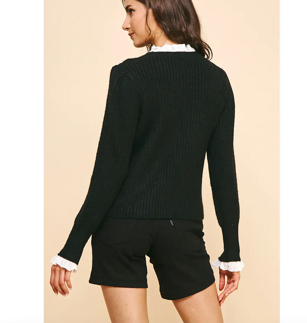 Knit Woven Combi Sweater