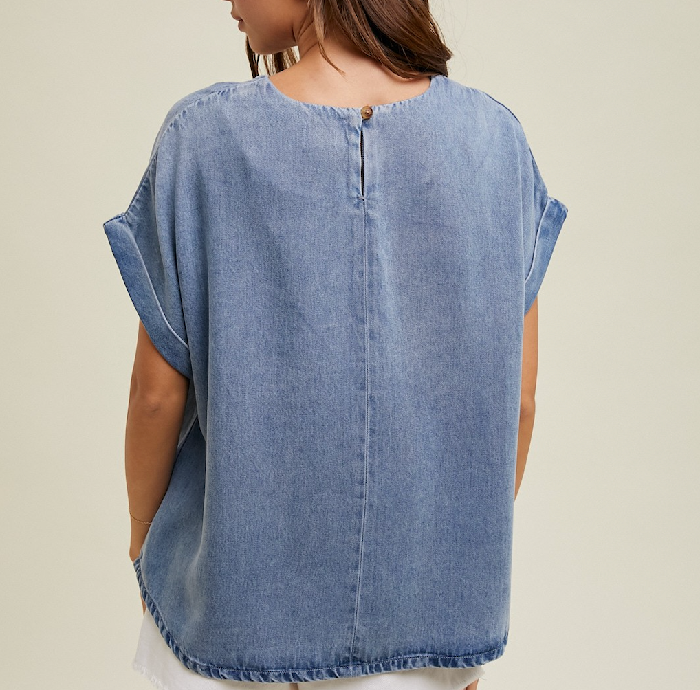 Denim Short Sleeve Top