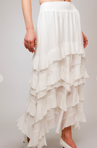Rayon Crinkle Smocked Waist Skirt