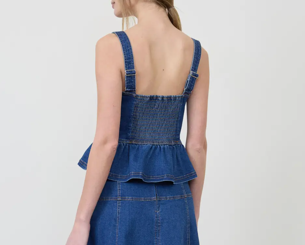Denim Sleeveless Peplum Top