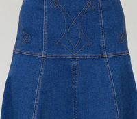 Denim Embroidered Detailed Midi Skirt