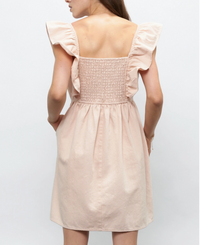 Ruffle Strap Cotton Twill Sundress
