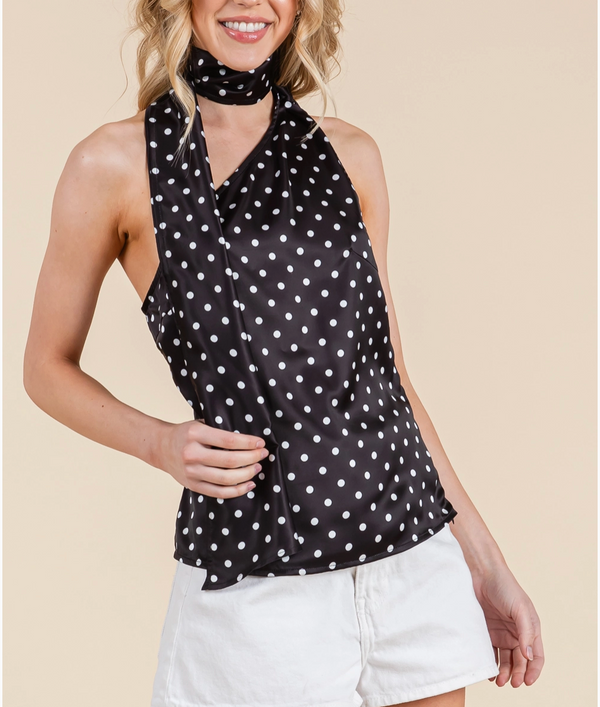 Dot Printed One Shoulder Top