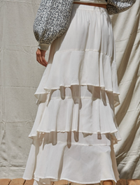 Woven Polyester Chiffon Tiered Midi Skirt