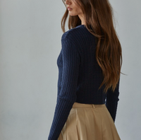 Knit Cable Sweater Cotton Button Down Cardigan