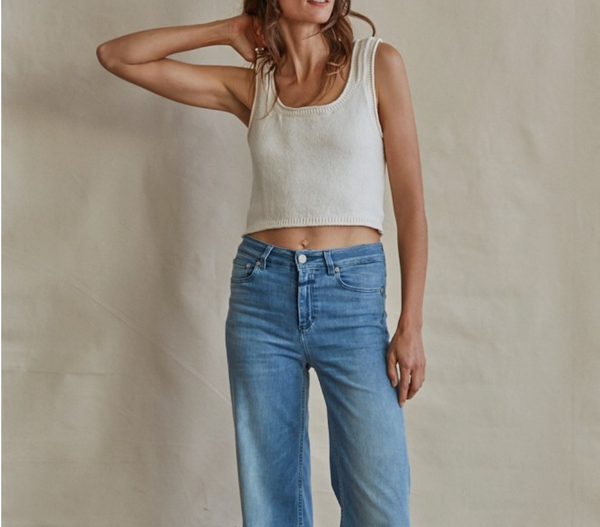 Knit Cotton Sweater Crop Tank