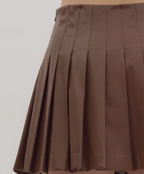 Faux Leather Pleated Skirt