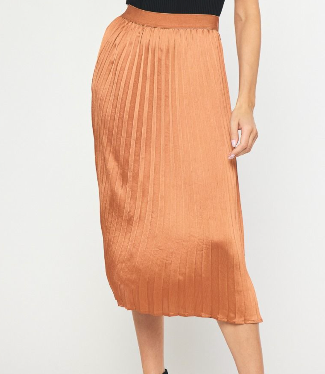 Pleated Satin Skirt