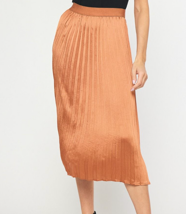 Pleated Satin Skirt