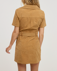 Corduroy Zip-Up Mini Dress