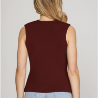 Sleeveless Gold Button Knit Sweater Vest
