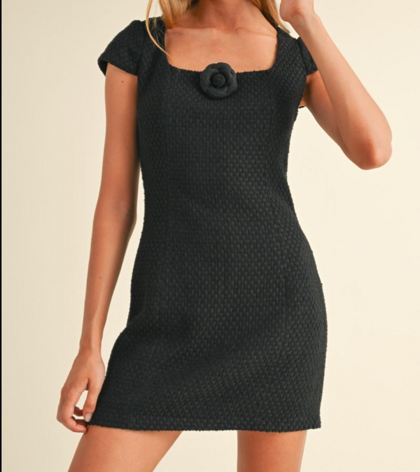Corsage Tweed Mini Dress