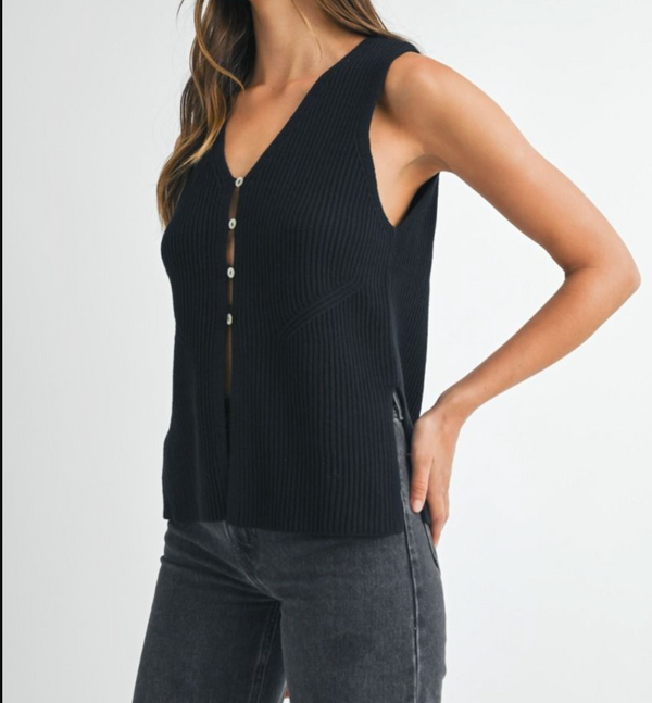Side Slits Sweater Vest