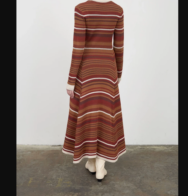 Long Sleeve Collar Knit Midi Dress