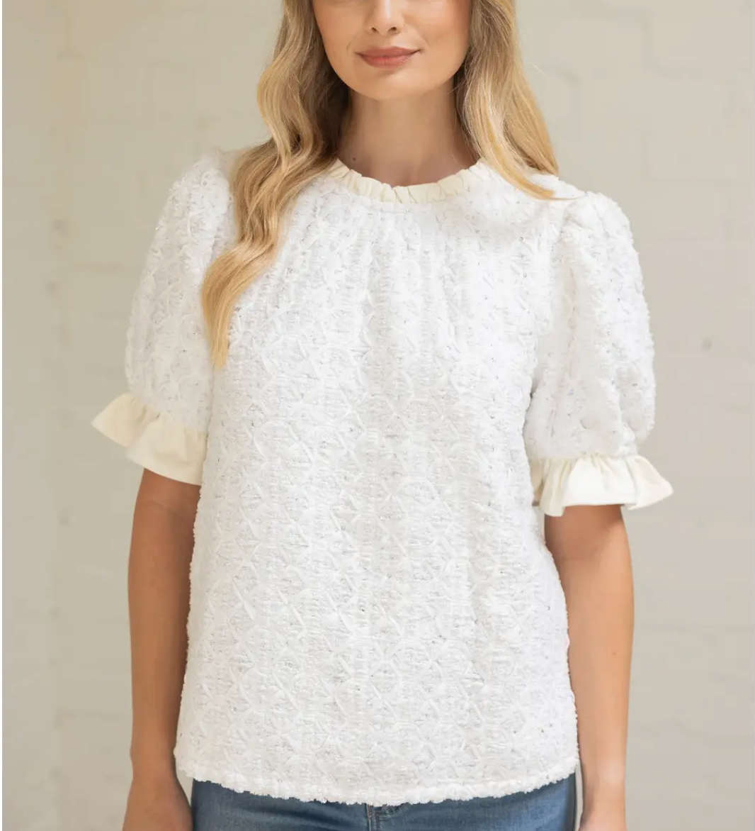 Sequin and Ribbon Embroidery Top